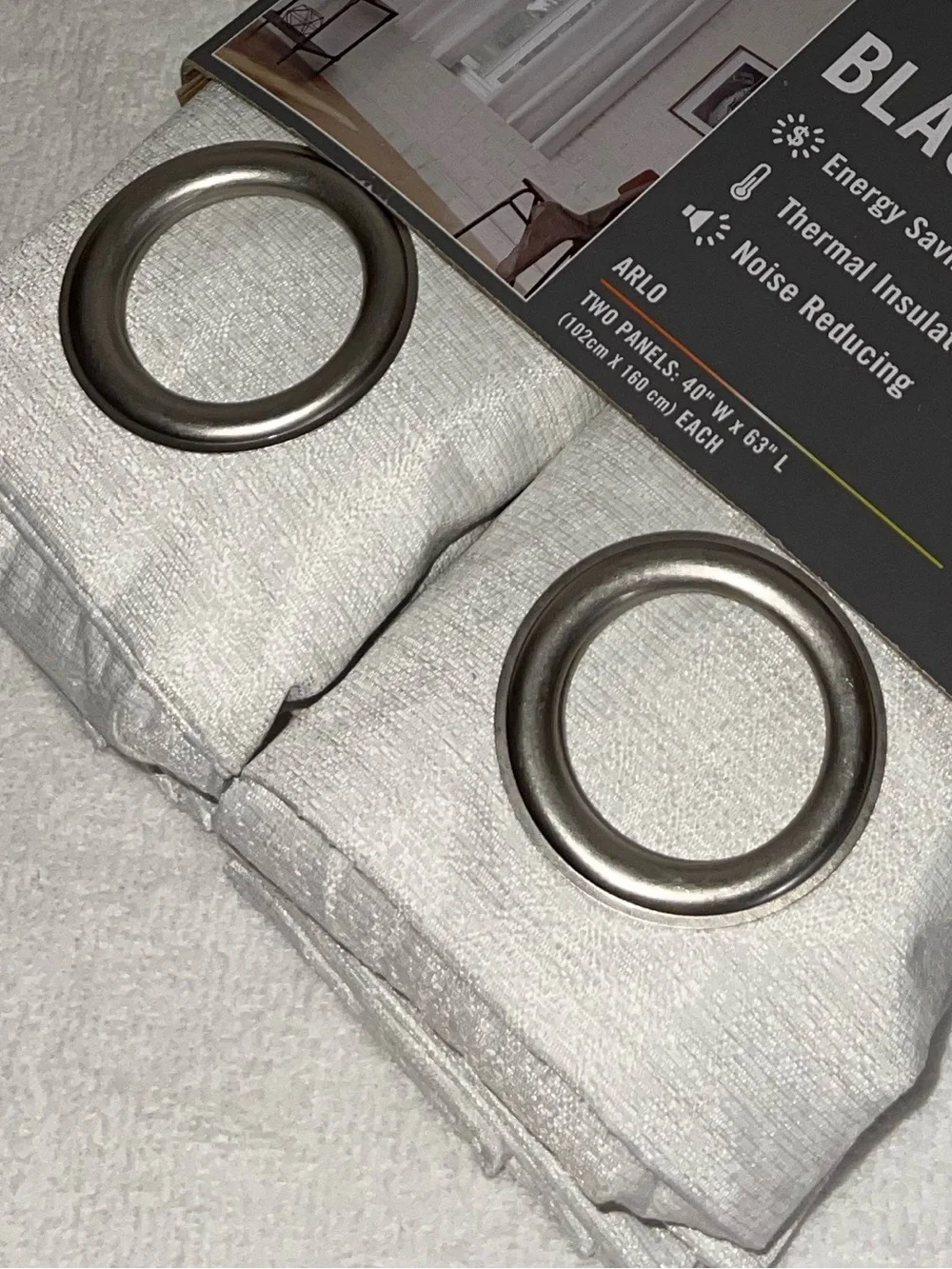 Sun Zero Blackout Grommet Curtain Set - 4 Panels for the $ of 2!  ARLO WHITE.